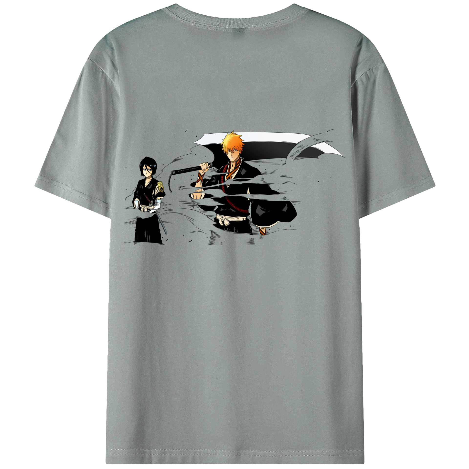 （画像用） ブリーチ 黒崎一護（くろさき いちご）BLEACH Kurosaki Ichigo 綿100％ メンズ半袖Tシャツ（バックプリント） 通気性
